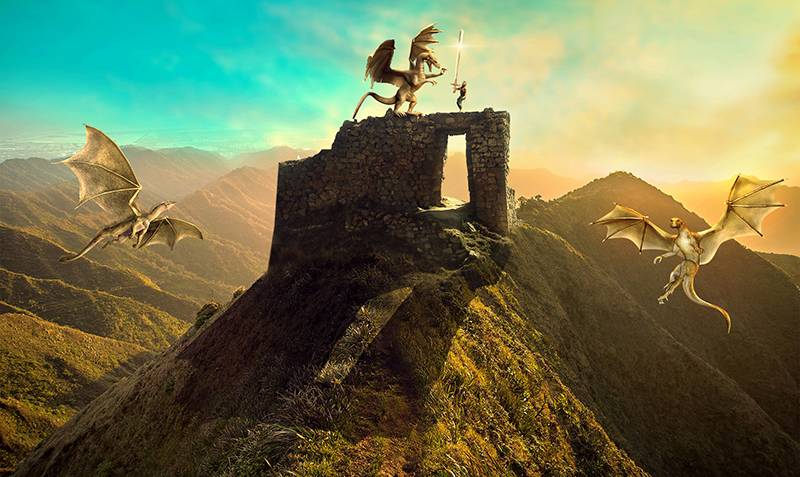 如何使用Adobe Photoshop创建幻想龙场景